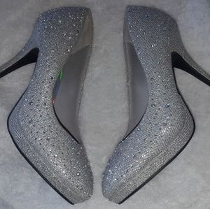 Beautiful Silver Sparkling Heels